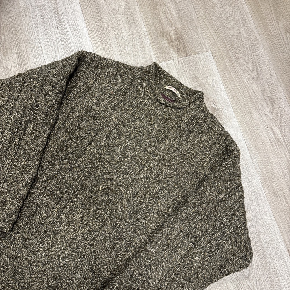 Vintage 90 Abercrombie & Fitch Shetland Wool Cable Knit Sweater Mock Neck XL